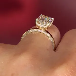 Moissanite Cushion Cut Halo Engagement <b>Ring</b> 925 Sterling Silver Wedding <b>Ring</b> for Women High Sparkle Fine Jewelry - Product Image 3
