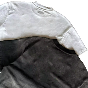Wholesale <b>T</b>-<b>shirt</b> Manufacturer Mock Neck Sun Faded Acid Washed Cropped 300gsm Heavyweight Cotton <b>Boxy</b> <b>T</b>-<b>shirt</b> Men - Product Image 5