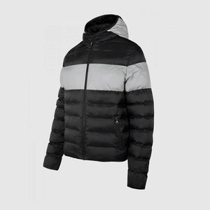 Blouson d'hiver pour homme style urbain avec col montant et capuche à bulles, logo personnalisé, en toile épaisse unie, manteau chaud d'extérieur - Product Image 2