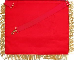 Tablier maçonnique de Haut Prêtre du Roi Archipel en velours rouge avec franges et pompons dorés - Product Image 2
