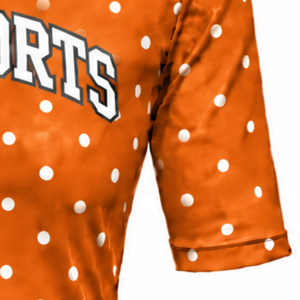 Orange Polka Dot Women <b>Mock</b> <b>Neck</b> Short Sleeve T Shirt Slim Fit Stretch Casual Printed <b>Top</b> Fashion Summer Apparel Wholesale - Product Image 6