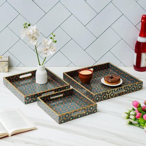 Juego de Bandejas Decorativas de MDF Ecológicas de Lujo, Bandejas Coloridas para Cocina, Comedor y Decoración del Hogar, Venta al Por Mayor - Product Image 2