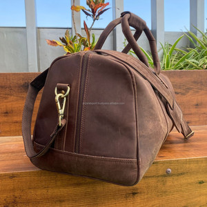 Bolsa de lona de cuero rústico para hombre, bolsas de lona de noche de cuero de vaca Vintage, bolsa de transporte clásica, equipaje de mano - Product Image 4