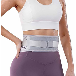 Ceinture de maintien lombaire réglable en néoprène respirant gris avec maille, protection professionnelle pour femmes, compression pour le bas du dos, idéale pour le fitness - Product Image 1