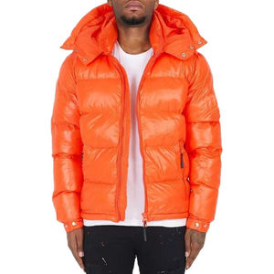 Blouson matelassé tendance en polyester et nylon pour homme, avec fermeture éclair, couleur unie, finition personnalisée, manteau rembourré orange avec capuche 2026 - Product Image 1