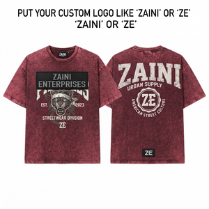 Men Acid Wash T Shirt 240 GSM Premium Cotton Oversized Vintage Mineral Wash Custom Screen Print Rubber Patch Logo Streetwear - Product Image 1