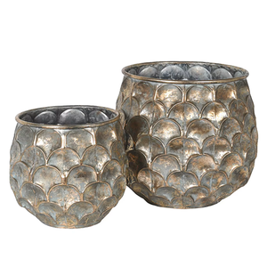 S/2 métal Antique pétale Design jardinières feuille en relief maison et jardin décor ensemble Pots de fleurs et jardinières - Product Image 1