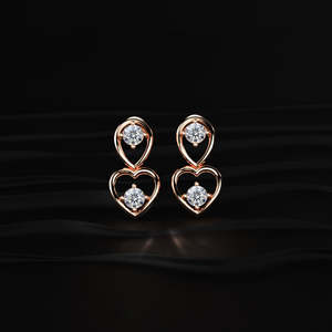 Round Cut Moissanite Heart Drop Earrings 2.40 TCW Colorless VVS 14K Gold 0.60 Carat Dangle <b>Screw</b> Back Handmade Romantic Jewelry - Product Image 2