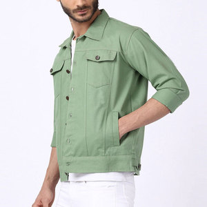 แจ็คเก็ตยีนส์ลำลองสำหรับผู้ชายขายดีที่สุด บริการ OEM ผ้าฝ้าย 100% โลโก้ด้านหน้า คุณภาพสูง ราคาขายส่ง - Product Image 5