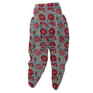 Sexy Hot Patiala Pants Women Cotton Night Wear Floral Bohemian Drawstring Summer Hand Block Printed Pants - Product Image 3