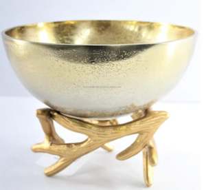 Cuenco de aluminio dorado irrompible para servir y decorar, ideal para decoración del hogar y bodas. - Product Image 2