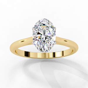 10K Yellow Gold 1.25ct Oval Cut Lab Grown Diamond Solitaire Engagement <b>Ring</b>, E Color VVS, IGI Certified <b>Fine</b> Jewelry - Product Image 4