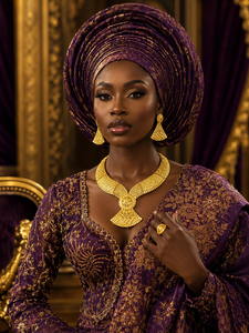 2026 New Design Nigerian Royal Collection 18K Gold Plated Brass Flower Pattern Statement Necklace Box <b>Chain</b> for Women's - Product Image 3