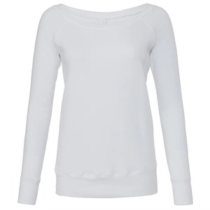 Sudadera de cuello ancho azul marino para mujer con logo personalizado, estilo holgado, de forro polar de mezcla triple, con hombros descubiertos y mangas raglán, tipo jersey con cuello barco para mujer - Product Image 2