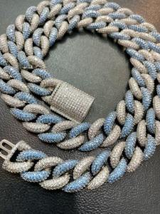 Chaîne cubaine en argent sterling 925 avec moissanite, collier personnalisé de style hip-hop, bijoux de mode - Product Image 1