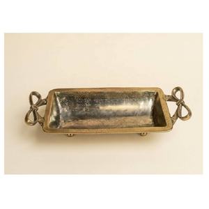 Bandeja Rectangular de Aleación de Aluminio Pulido con Asa de Lazo, Acabado en Latón Antiguo, para Servir, Vajilla para el Hogar, Uso Multiusos - Product Image 1