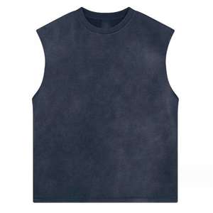 Camiseta sin mangas para hombre, cuello redondo, color verde, estilo casual, tejido de punto, color liso teñido. - Product Image 4