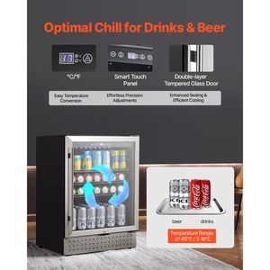 Frigorifero per Bevande da 154 Lattine, Mini Frigo Elettrico con Porta in Vetro e Ripiani Regolabili, Controllo Digitale della Temperatura - Product Image 3