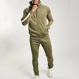 <b>Men</b> Zip Up Hoodie Tracksuit Set Contrast Stripe Jogger <b>Pants</b> Sportswear <b>Lounge</b> Outfit With Side Pockets 2026 - Product Image 1