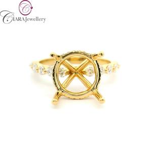 NUEVO MODELO 18K Au750 Blanco/Amarillo/Oro rosa y anillo de compromiso de dos tonos con forma redonda de diamante natural de 4.00CT para boda - Product Image 4