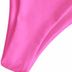 En gros Maillot de bain bandage sexy pour femme, style bikini taille haute croisé, avec micro-soutien-gorge push-up, décolleté en V profond, antibactérien et devant uni - Product Image 4