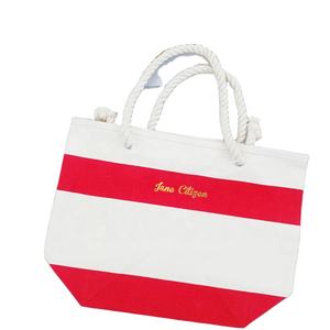 Bolso de hombro de lona con asas de cuerda para mujer, bolsa de mano de algodón a rayas para compras - Product Image 5