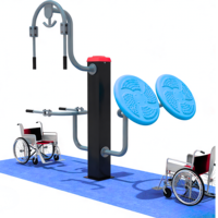 Equipo de Ejercicio de Doble Asiento para Exteriores, con Acero Resistente y Materiales Antideslizantes para Ejercicios de Extremidades Superiores.