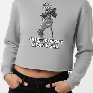 Sudadera corta gris para mujer con estampado de rosa y mano, estilo casual para otoño, 100% algodón, tejido con logo frontal. - Product Image 2