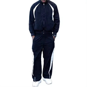 Ensemble deux pièces hiver décontracté écologique coupe-vent en softshell tissé avec logo, en polyester/coton épais, veste à capuche et pantalon - Product Image 4
