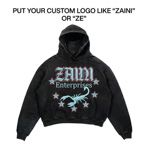 Sudadera con Capucha Negra de Felpa de Algodón y Poliéster de Primera Calidad para Hombre, 420 GSM, Impresión Gráfica Personalizada por Transferencia Térmica DTF, OEM, ODM, Marca Privada - Product Image 2