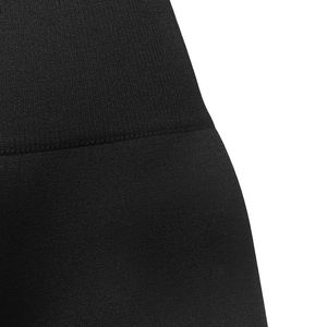 Leggings Capri taille haute pour femmes, noir uni, tricoté, extensible, en spandex et nylon, sportif, toutes saisons - Product Image 4