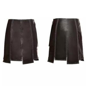 New Arrival Genuine Leather Vintage Natural <b>Split</b> High Waist Premium Design Hot Selling Women's <b>Skirt</b> - Product Image 1