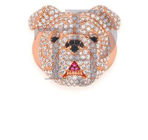 Anillo Elegante de Bulldog Estilo Hip Hop para Hombre, Acabado en Plata o Oro de 10K/14K, Joyería de Lujo con Diseño de Cara de Perro con Diamantes, Plata 925 - Product Image 5