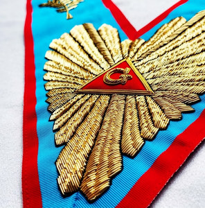 Worshipful Master <b>Collar</b>-AASR Hand Embroidered Gold Bullion Eco-Friendly <b>Lace</b> Customizable masonic regalia manufacturer - Product Image 3