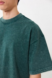 Heavyweight Custom Fabric Oversized Bleached Acid Wash Distressed T-Shirt Featuring Decorative Short Sleeve Unisex Crewneck - Product Image 5