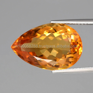 Pierres d'aigue-marine synthétiques en vrac, taille poire, doré foncé, 8x12mm, certifiées AIGS, 2.60ct, traitées thermiquement pour la fabrication de bijoux - Product Image 3