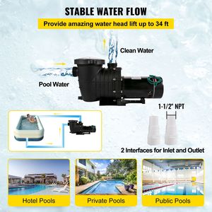 Pompa per Piscina 1HP a Doppia Tensione (110V/220V) per Circolazione Efficiente dell'Acqua 5544GPH nelle Spa, Include Filtro - Product Image 4