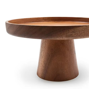 Support à gâteau en bois de Suar avec rebord, support à fruits en bois d'acacia 25cm 17.5cm, présentoir à desserts de qualité alimentaire, fait main - Product Image 1
