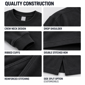 Men's Oversized <b>Long</b> Sleeve Cotton Crewneck <b>T</b>-<b>Shirt</b> Solid <b>Black</b> Casual Knitted Fit 1:1 High Version New Style - Product Image 4