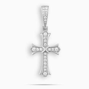 <b>Iced</b> <b>Out</b> Cross Pendant Necklace With Tennis <b>Chain</b> Plated 925 Silver Diamond Pave Setting Religious Christian Jewelry - Product Image 2