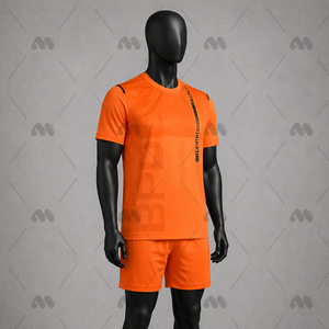 Camiseta de Fútbol de Manga Corta para Hombre, Color Naranja Brillante, Uniforme Deportivo Transpirable de Secado Rápido, Conjunto Deportivo para Equipo, Ropa de Práctica, Estampado Digital Sólido - Product Image 2