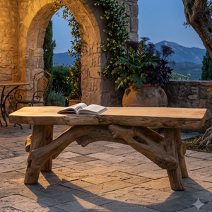 Banco de Raíz de Teca Rústico de Lujo ARTERRA, Hecho a Mano, Duradero, Combinando la Artesanía Natural con el Encanto Rústico, para Uso en Hoteles - Product Image 4