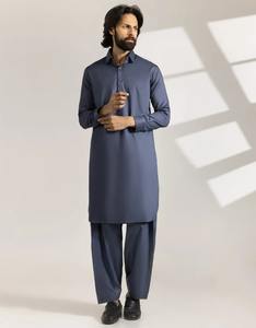 Costume Shalwar Kameez décontracté pour homme, fabrication professionnelle, ensemble 2 pièces à manches longues avec boutons, style traditionnel - Product Image 5