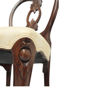 Chaise de salle à manger traditionnelle antique avec dossier médaillon, revêtement en microfibre et assise en bois sculpté pour la salle à manger à domicile - Product Image 5