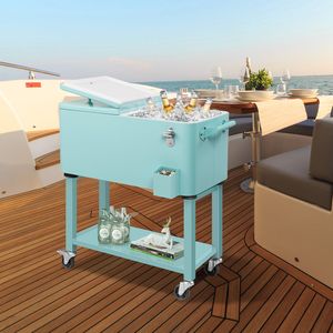 Frigorifero portatile da 80 litri con ruote, motivo leopardato, in metallo, con vassoio inferiore e apribottiglie, ideale per feste in patio - Product Image 5