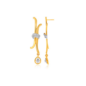 Aurora Knot Lab Grown Diamond Drop <b>Earrings</b> Twisted Design 14K Yellow Gold <b>Infinity</b> Curve Dangle - Product Image 3