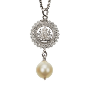 Religious Classic Pearl and Diamond Pendant Earrings in Zinc Alloy for Wedding and Party - Product Image 1