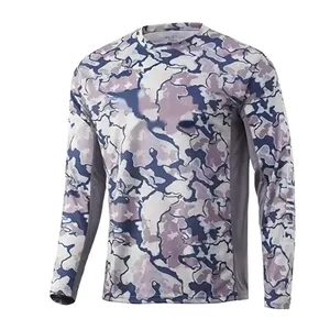 เสื้อตกปลาคุณภาพสูงสำหรับผู้ชาย ดีไซน์ใหม่ พิมพ์ลายแบบซับลิเมชั่น โพลีเอสเตอร์น้ำหนักเบา คอกลม ป้องกันรังสียูวี 50 - Product Image 1