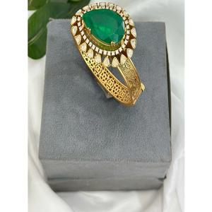 Classy Gold Finish Premium Quality Zircon Polki Doublet Stone Openable <b>Charm</b> Bracelet Women's Wedding Collection Party Wear - Product Image 1