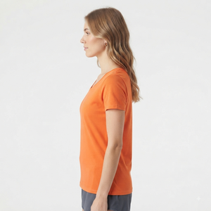 Camiseta de Manga Corta con Cuello Redondo para Mujer, Color Naranja, Corte Regular, Color Sólido, Informal, Transpirable, de Algodón, para Primavera y Verano, Marca Hawk Eye - Product Image 4